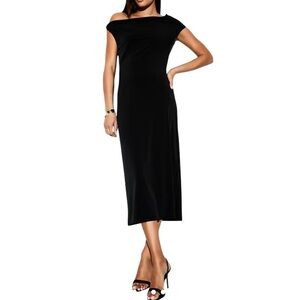Old Navy The Occasion Black Jack Asymmetrical Midi Dress Twist One Shoulder M